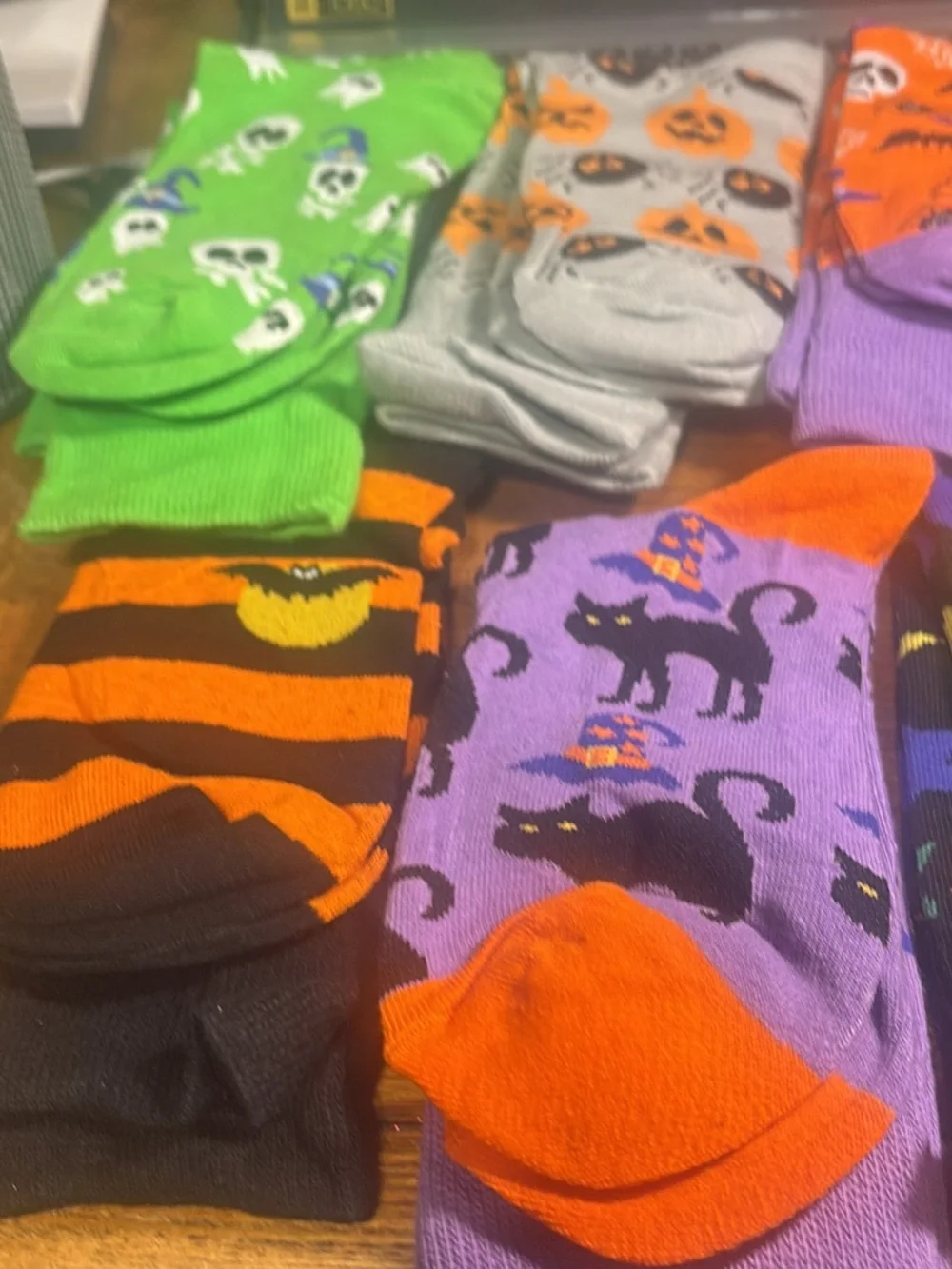 Halloween Novelty Men's women’s Crew Socks - Multi Color Pack 6 pr one size
